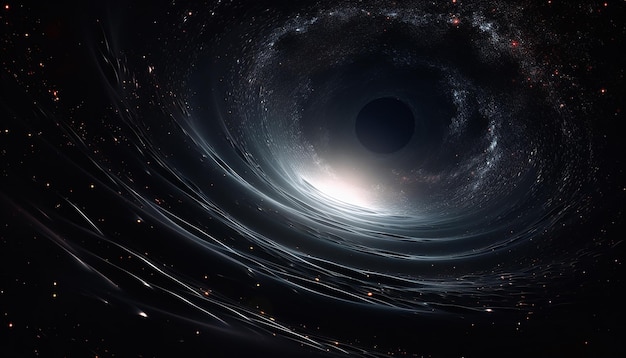Um buraco negro Buraco negro digital na ilustração do espaço