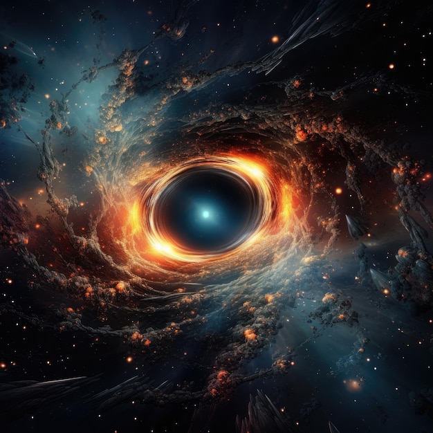 Um buraco negro no espaço.