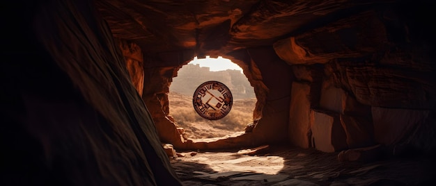 Um buraco no deserto com uma cruz