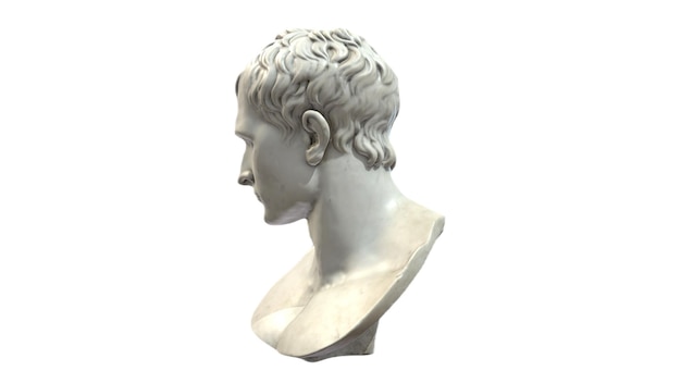 Um busto branco de um busto romano de um homem