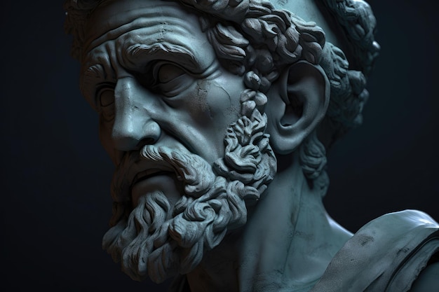Um busto de um homem grego com barba e barba
