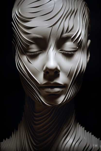 Um busto de uma mulher com a palavra arte nele