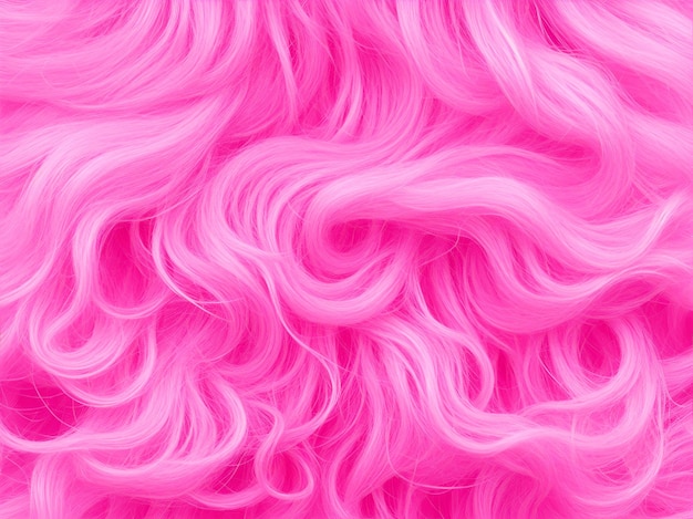 Um cabelo ondulado rosa em uma vista de perto