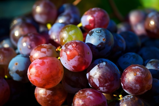 Foto um cacho de uvas com a palavra uvas no fundo