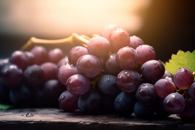 Um cacho de uvas com a palavra uvas no fundo