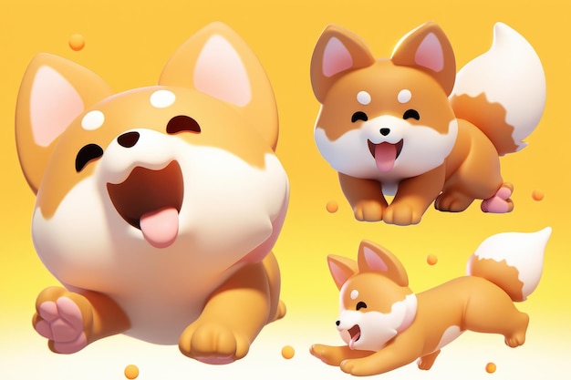 um cachorrinho fofo e adorável renderizado no estilo de um desenho animado para crianças