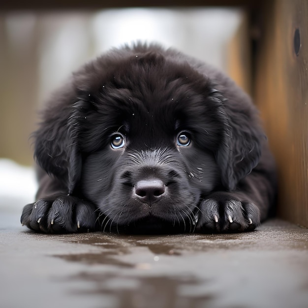 um cachorrinho preto deitado