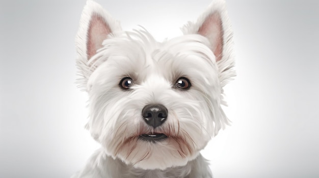 um cachorro branco com nariz grande e nariz grande