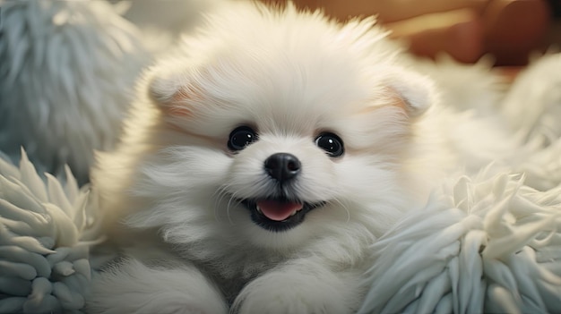 Um cachorro branco com nariz preto e nariz preto