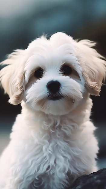 Um cachorro branco com nariz preto e nariz preto