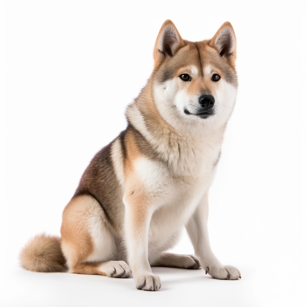 Um cachorro com focinho preto e pelo branco.