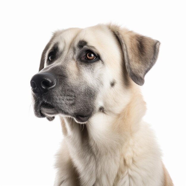 Um cachorro com nariz preto e nariz preto.