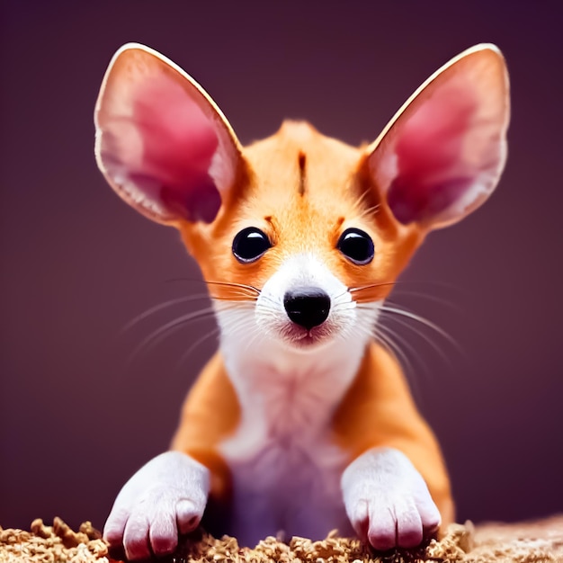 Um cachorro com orelhas grandes está olhando para a câmera.