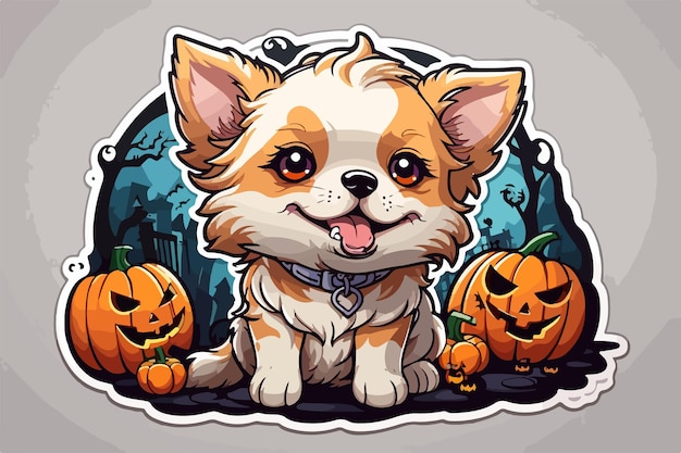 um cachorro com uma abóbora de Halloween no rosto