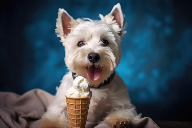 Um cachorro com uma casquinha de sorvete Generative AI