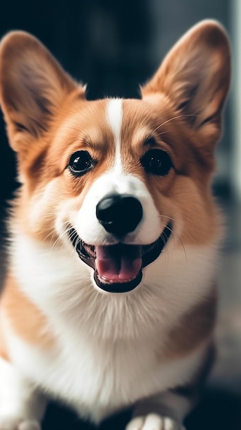 Um cachorro com uma etiqueta que diz corgi