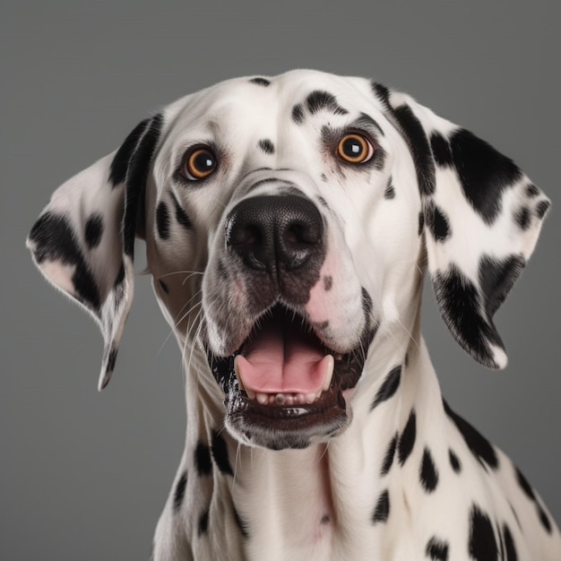 Um cachorro dálmata com nariz preto e nariz branco.