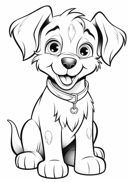 Um cachorro de desenho animado com coleira e coleira em volta do pescoço generativo ai