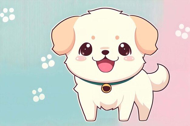 Um cachorro de desenho animado com um fundo rosa que diz 'eu sou um cachorro'