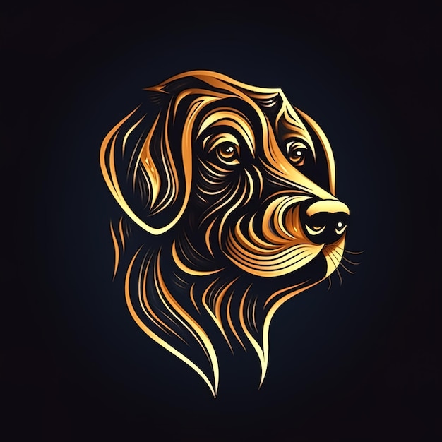 Um cachorro dourado com fundo preto