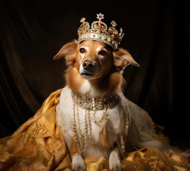 Um cachorro em traje real