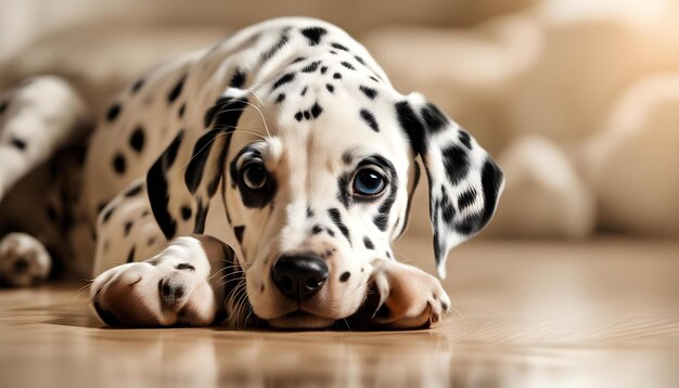 Foto um cachorro que está deitado em uma mesa