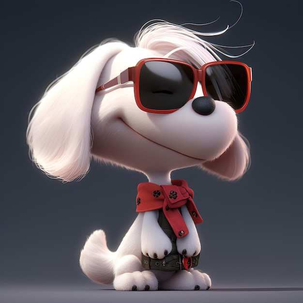 Um cachorro snoopy chibi legal com óculos