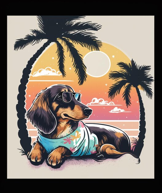 Um cachorro vestindo uma camisa que diz 'dachshund' nela