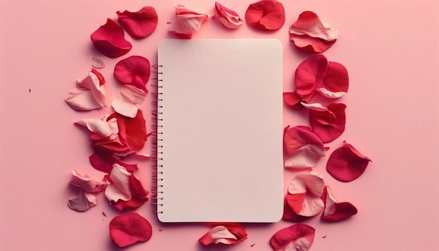 Um caderno com uma página rosa que diz 'rosa'