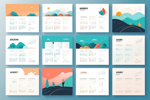 Foto um calendário de estilo plano minimalista com marcos de trabalho remoto