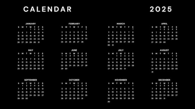 Um calendário preto e branco com o ano 2015