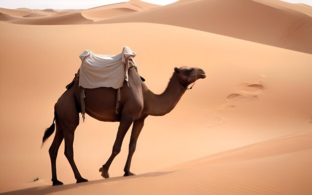 Foto um camelo em close no deserto