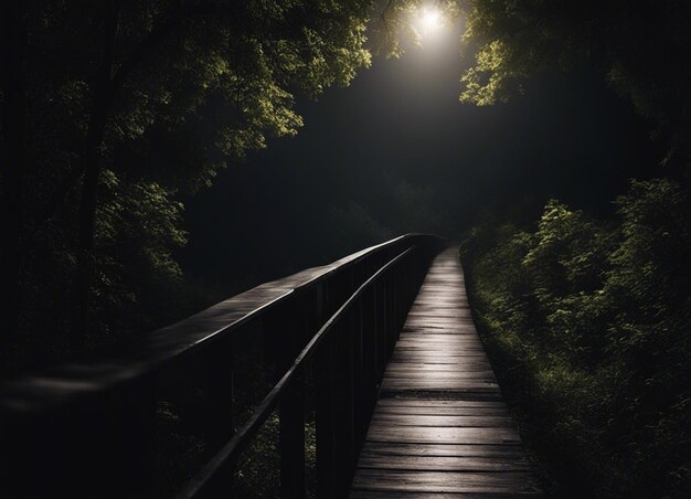 Foto um caminho escuro da floresta