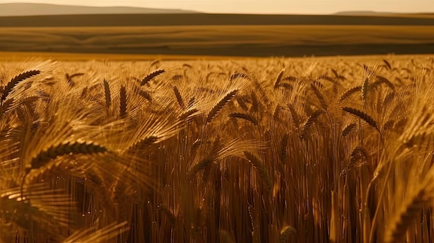 Um campo abundante de trigo dourado