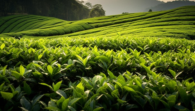 um campo de chá verde