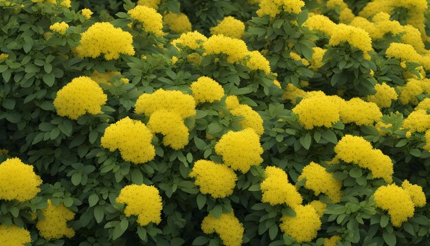 Foto um campo de flores amarelas com um fundo verde