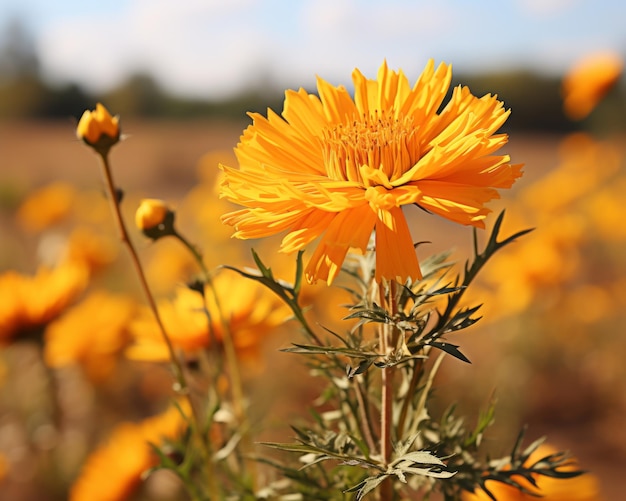 um campo de flores amarelas