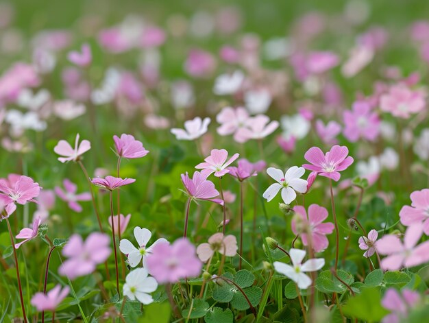 Foto um campo de flores cor-de-rosa com a palavra selvagem na parte de baixo