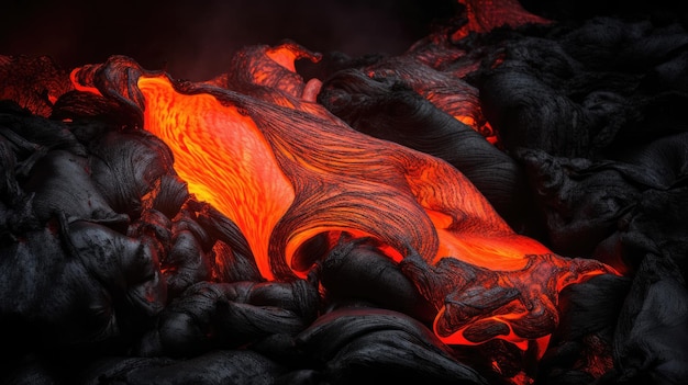 Um campo de lava é iluminado pelo sol
