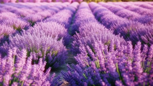 Um campo de lavanda é mostrado em roxo.