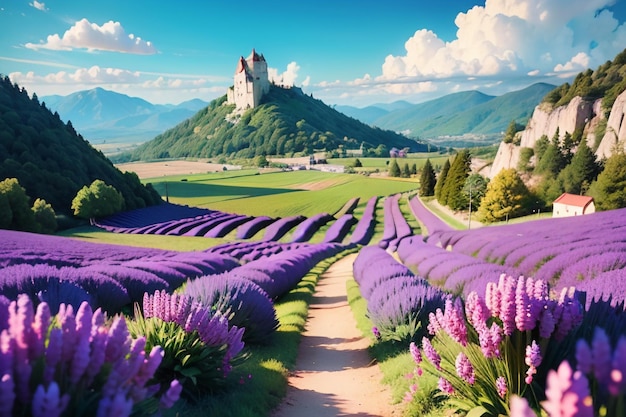 Um campo de lavanda em provence, frança