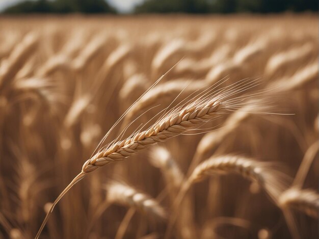 Foto um campo de trigo dourado com céu azul