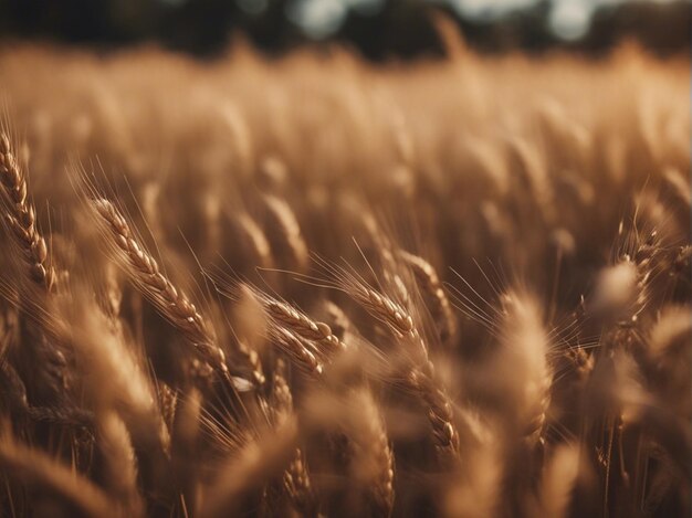 Foto um campo de trigo dourado com céu azul