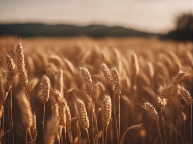 Foto um campo de trigo dourado com céu azul