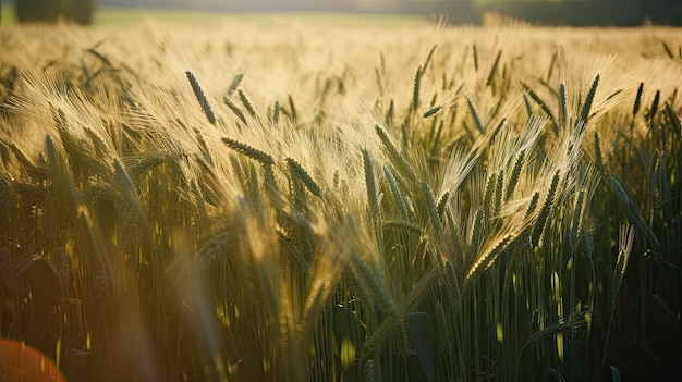 Um campo de trigo é mostrado em um campo.