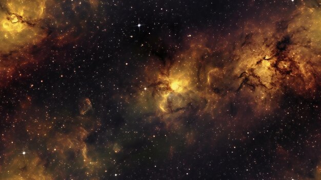 Um campo estelar no espaço, uma nebulosa e um congestionamento de gás.