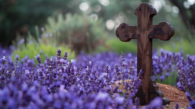 Um campo tranquilo de lavanda em plena floração Papel de parede