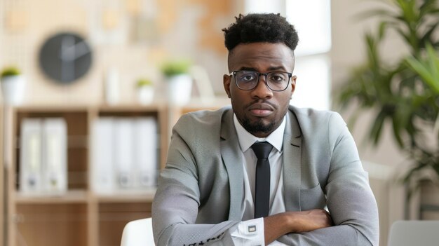 Foto um candidato a um emprego confiante a responder a uma pergunta difícil de entrevista