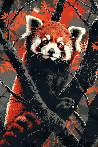 Foto um candidato visitando um zoológico com uma textura de pele de panda vermelho effe poster banner conceito de design de cartão postal