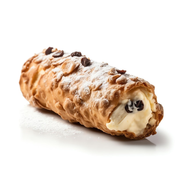 Um cannoli italiano tradicional com casca crocante